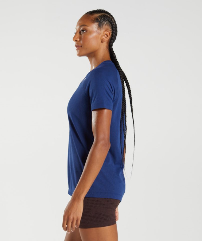 Women's Gymshark Vital Seamless 2.0 Light T-Shirts Blue | NZ 2MOFLV